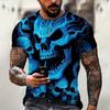 Summer Round Neck 3D Skull Graphic Print Top Fashionable Casual Short Sleeved Men's T-shirts