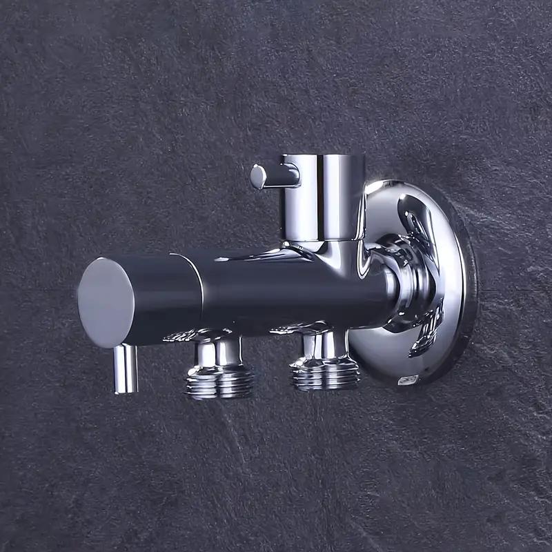 Dual Outlet Valve with Dual Switch Control - Chrome-Plated Metal Washing Machine Angle Valve, G1/2 Threads for US/EU Plumbing