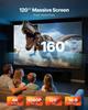 Projector Screen, 3048 mm 16:9 4K 1080 HD Projection Screen, Wall Mounted Projection Dispaly Projector with 8 Hooks and Double-Sided Tapes, Portable
