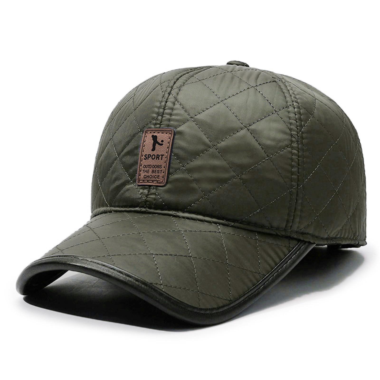 

Зимняя мужская шапка ПУ повседневная теплая толстая кепка бейсболка One Size