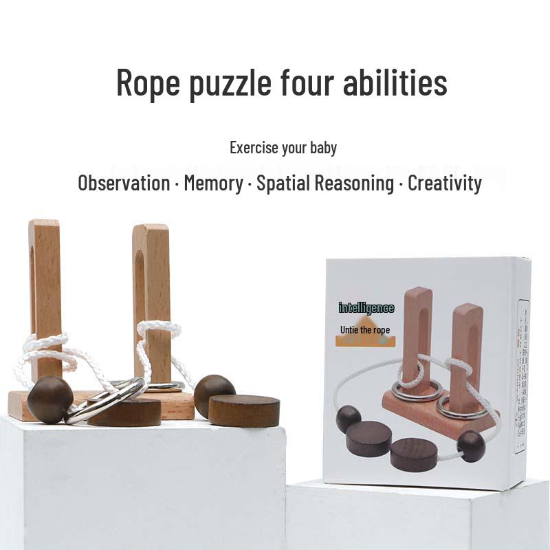 Classic Wooden Magic Ring Escape Puzzle Toy – Brain Teaser & Intelligence Game