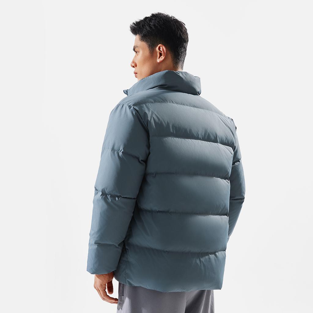 Li Ning Fitness Series Water-Resistant Solid Color Stand Collar Zipper Comfortable Breathable Short Down Jacket Men jackets Dark-Blue AYMV769-4
