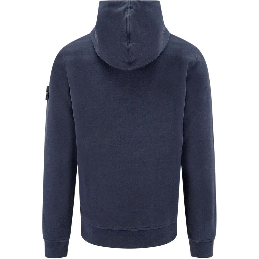 Stone Island FW24 Solid Color Drawstring Hooded Logo Print Pullover Long Sleeve Sweater Men sweater Navy-Blue 811560820-V0020