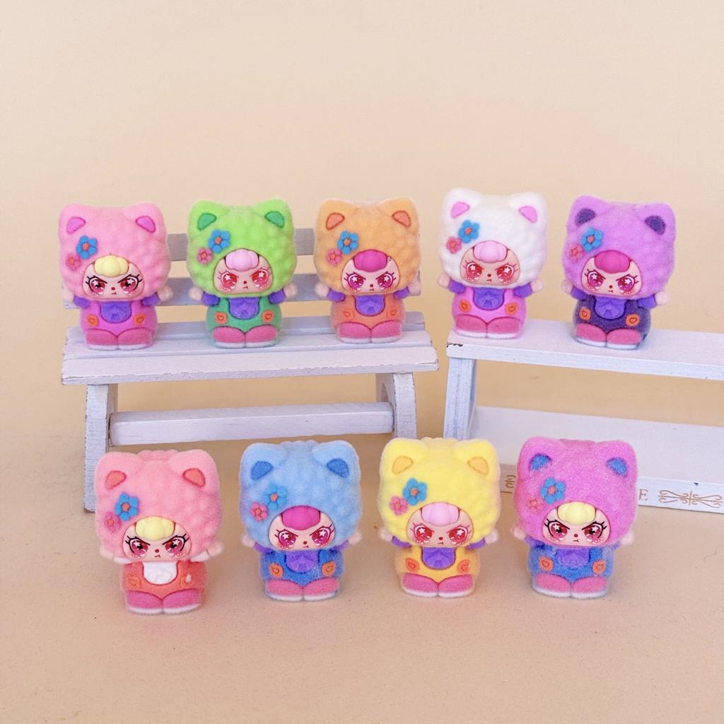 9pcs/Set Flower Cat Doubao Figure Toy Mini Cat Figurine Desktop Decoration Model Ornaments Toys Boys Girls Christmas Gifts