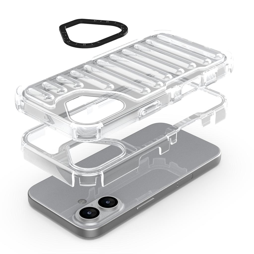 For iPhone 17 Case Stripe Design Anti-Slip Detachable TPU+PC Phone Cover