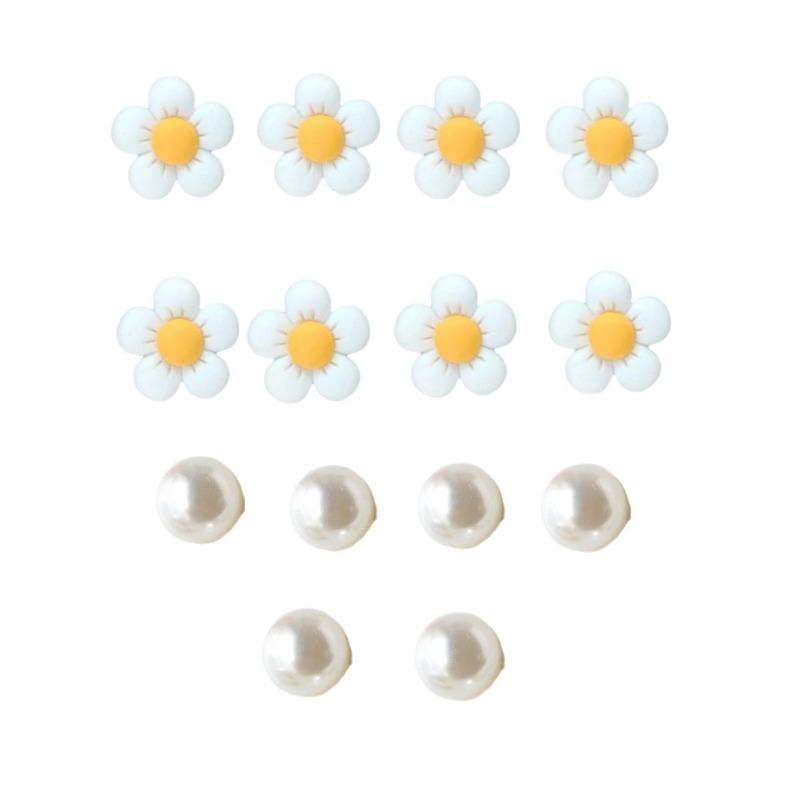 14pcs/set Hole Shoe Charm Suitable for Clogs Detachable Three-dimensional Flower Small White Flower Shoe Decoration 2024 New