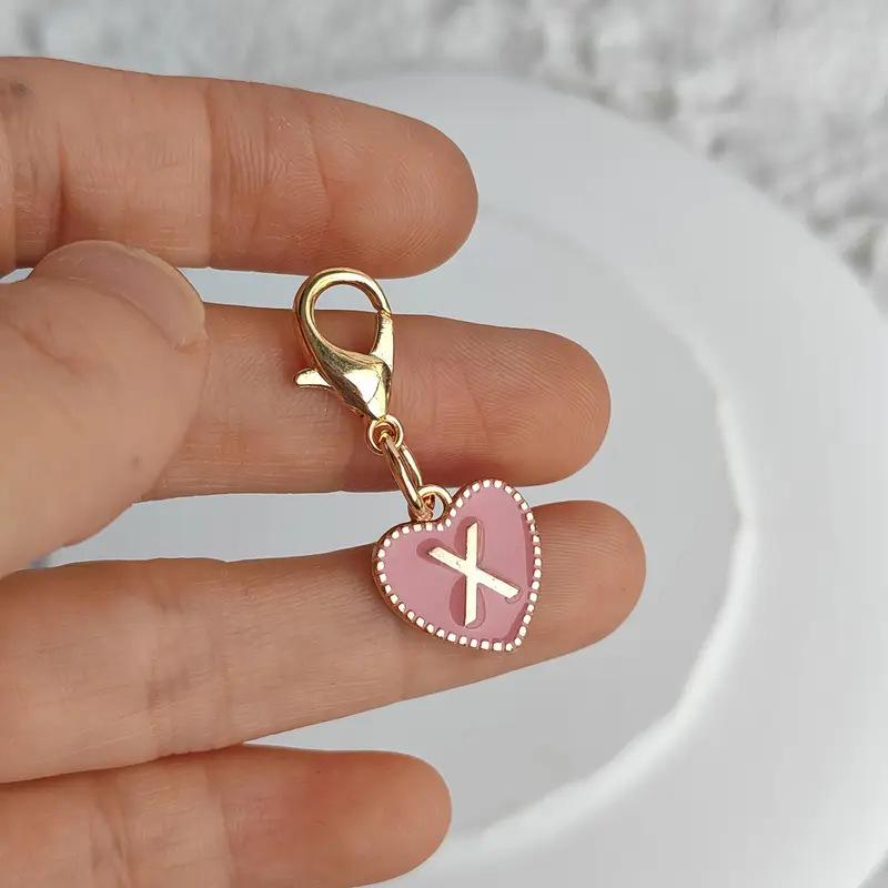 Cute Alphabet 26 Letters Heart Keychain For Bags Earphone Charm Pendants Accessories Gifts With Lobster Buckle