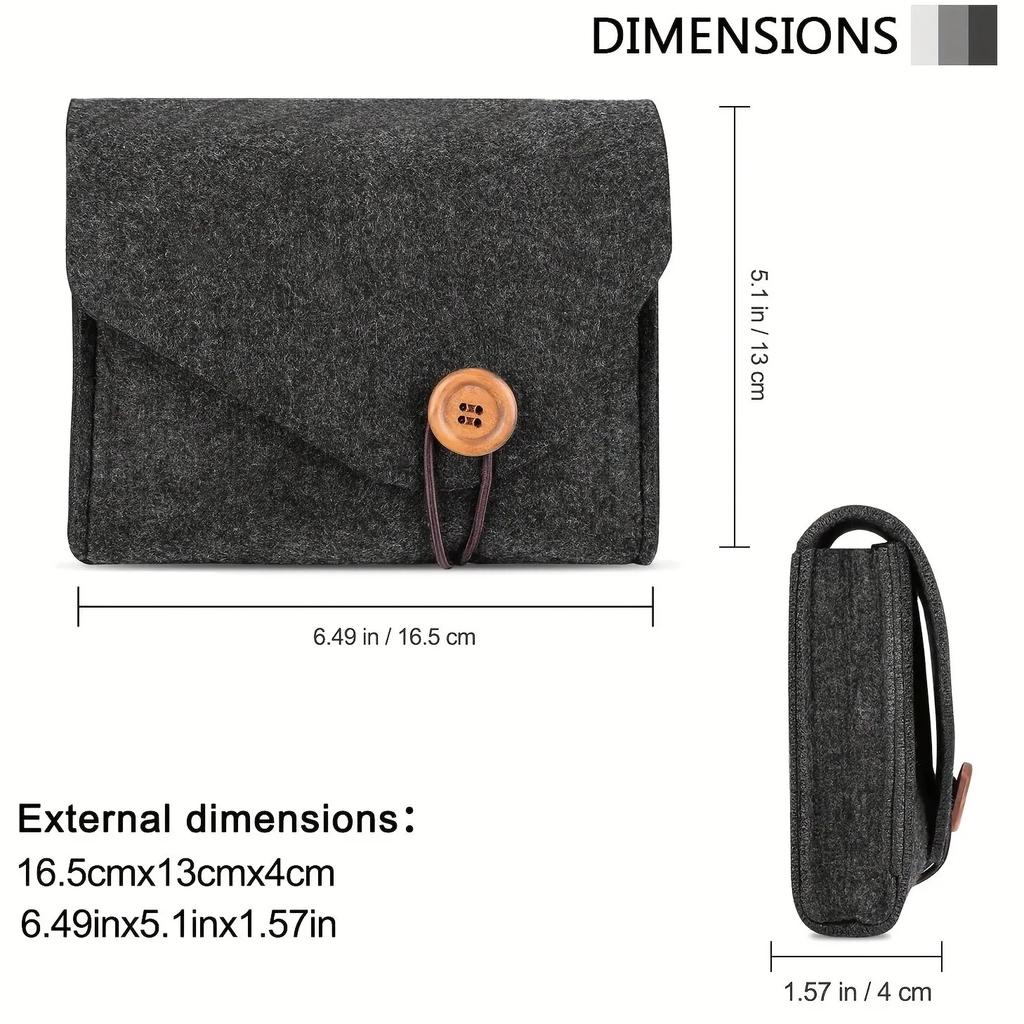 Portable Felt Electronics Accessories Organizer - Power Adapter & USB Cable Storage Case for Travel