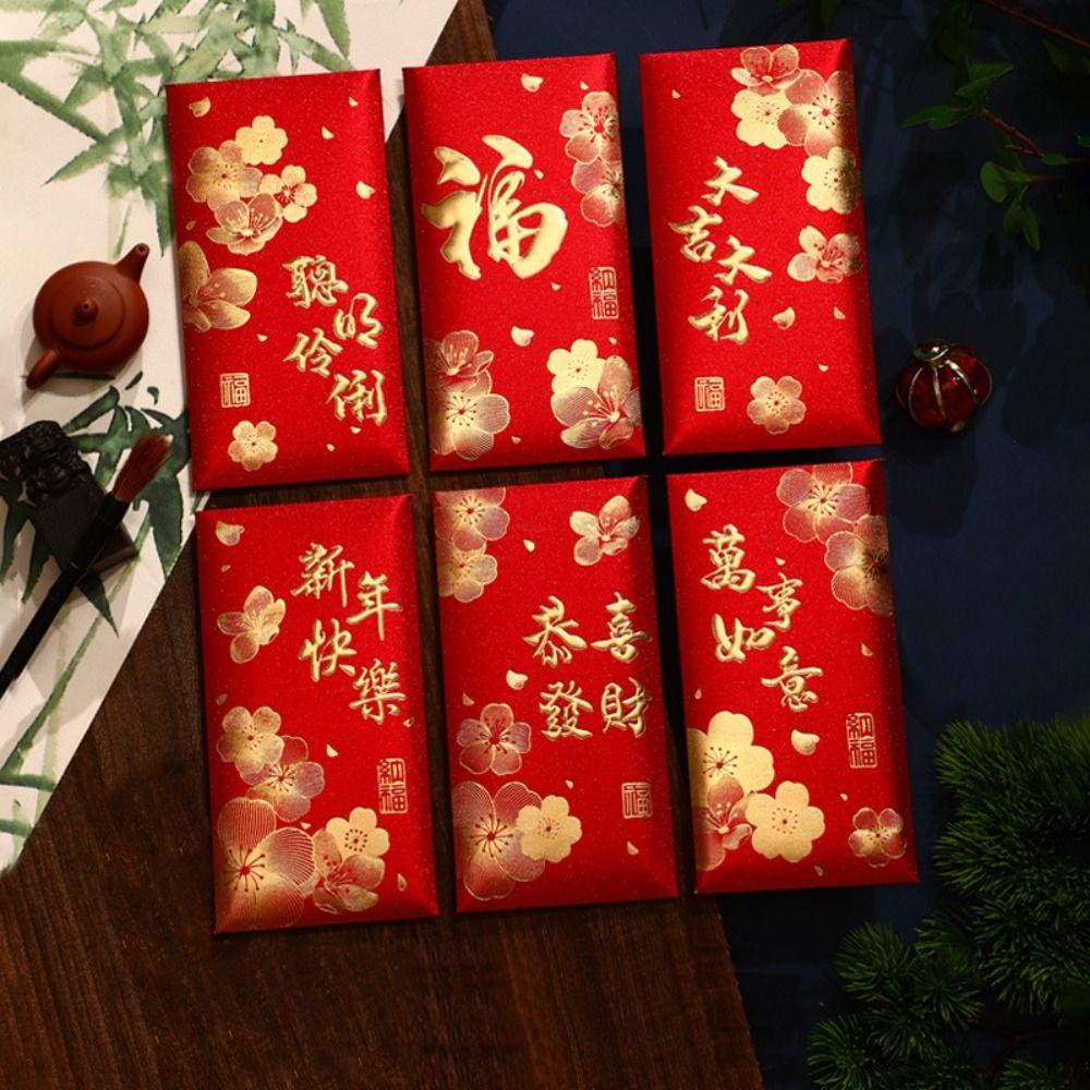 6 Stück Rote Tasche Neujahr Roter Umschlag Chinesischer Stil Geldtasche Frühlingsfest