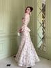 2025 Floral Spring Set: Elegant Long Sleeve Top & Skirt