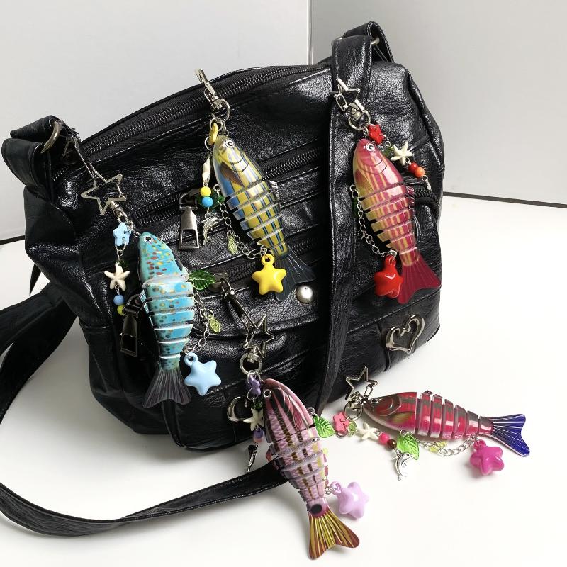 Exquisite Handmade Fish Keychain Multi Section Fish Enthusiasts Souvenir Gifts Bag Pendant Decoration Jewelry Accessories Gifts
