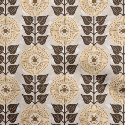 Cotton Flex Brown Fabric Dotted Floral Sewing Material Print Fabric By The Yard 40 Inch