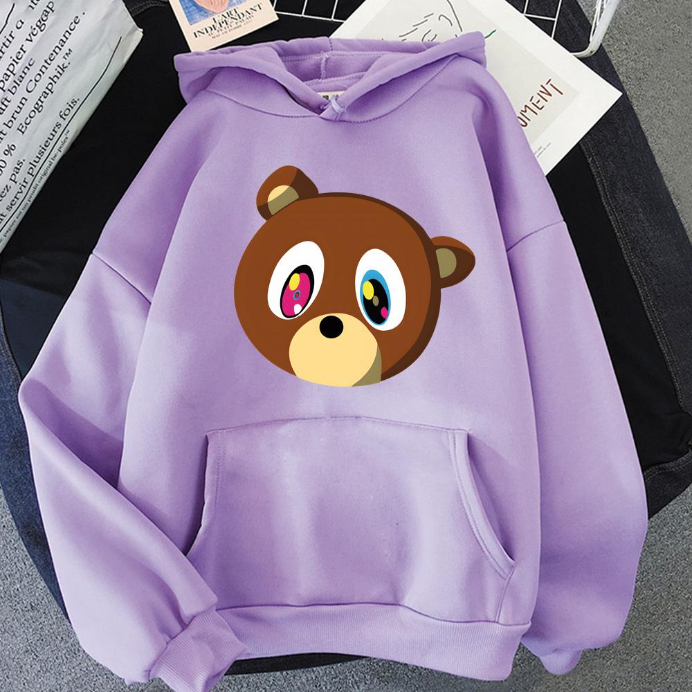 Kanye West Cartoon Tops Popular Characters Print Hoodies Male Fashion Street Sweatshirts Autumn Casual Fleece Hooded Pullovers