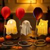 Cute Ghost Figurine with Balloon, Warm LED Ghost Night Light, Halloween Decoration for Bedroom Desk Table Centerpiece Cozy Ornament Gift