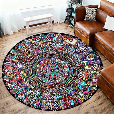 1pc Mandala, Paisley Pattern Office Round Rugs, Under Chair Round Rugs for Living Room, Bedroom, Bathroom Decoration Carpet 091839
