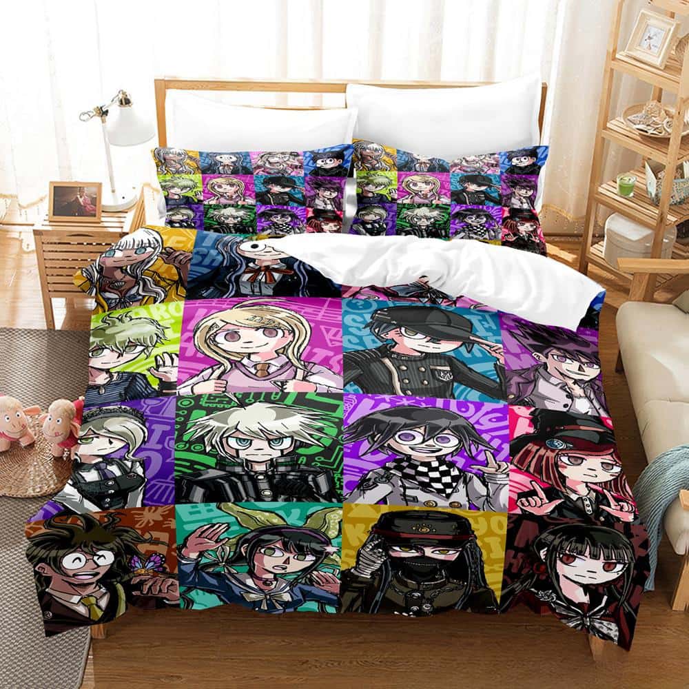 New Danganronpa V3 Bedding Set Cartoon Anime three-piece set Adult Kid Bedroom Duvet cover Sets Y2k Girls comforter bedding sets