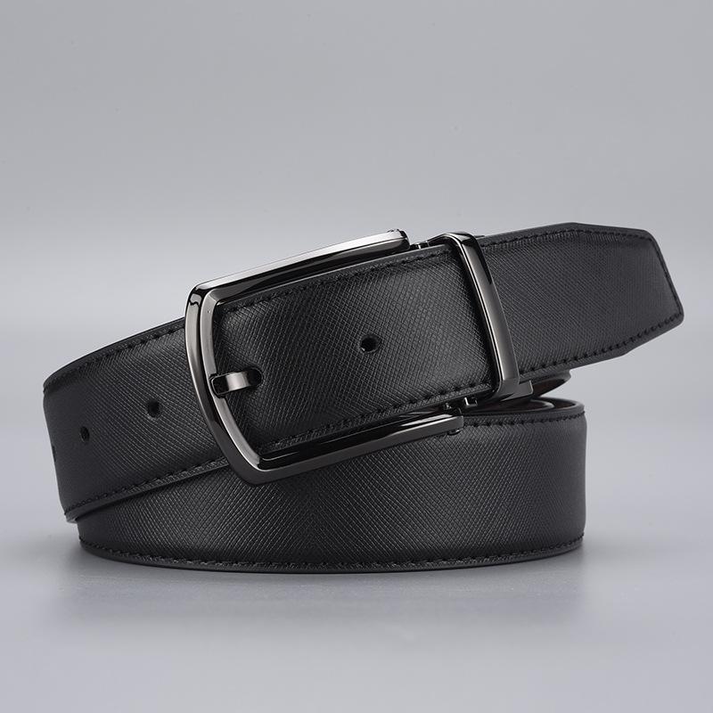 

Мужской деловой ремень, ремень с вращающейся пряжкой, повседневная двусторонняя одежда из коровьей кожи, мужской ремень из натуральной кожи 125cm