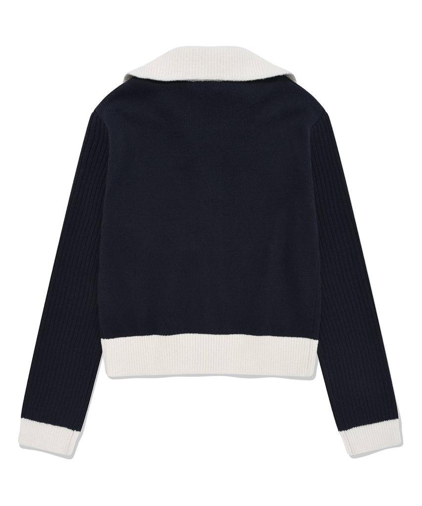 COVERNAT WOMAN High-Neck Zip-Up Knit Navy