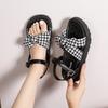 Sandals Women's 2025 Summer New Korean Version of Platform Plaid Bow Casual Versatile Comfortable Simple Beach Sandals