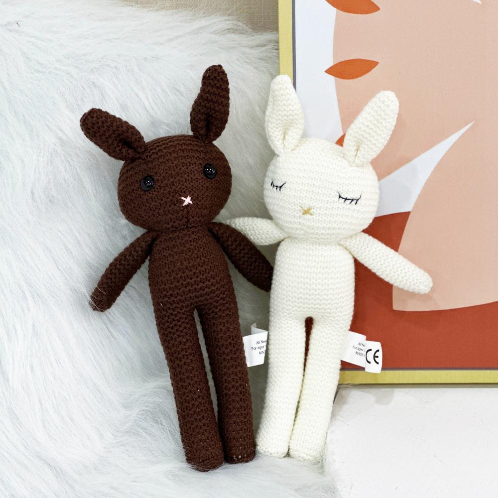 Handmade Knitted Rabbit Doll Baby Soothing Toy Mini Kawaii Cuddle Doll For Newborn Early Educational Toy Baby Educational Toy
