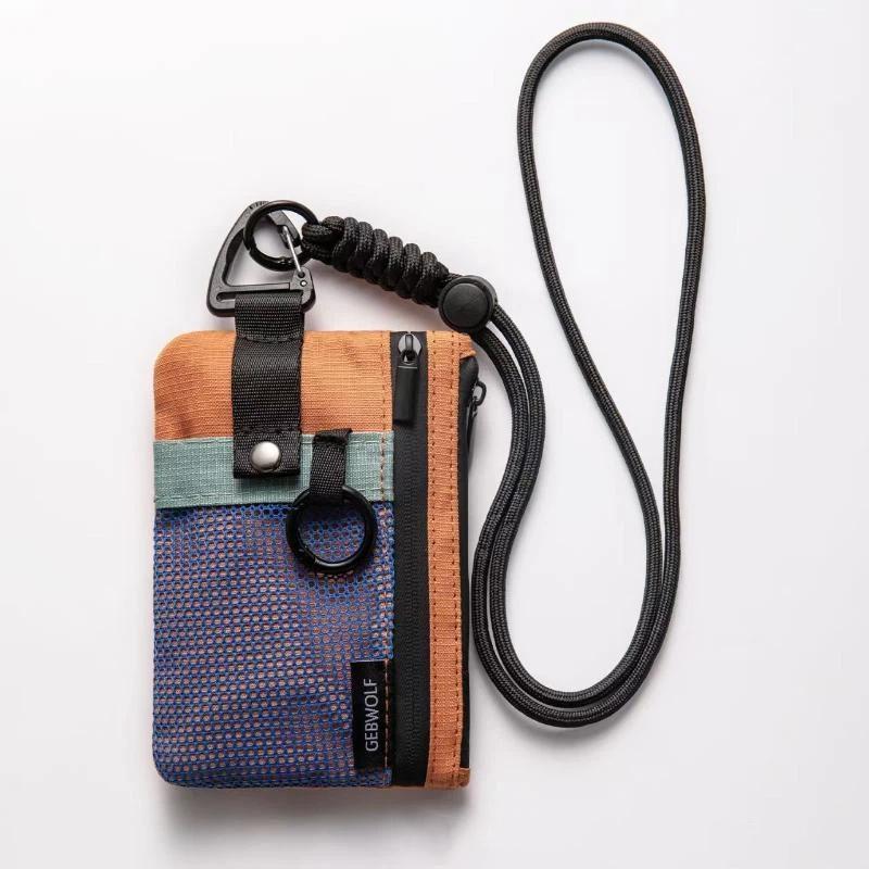 Small Minimalist Wallet For Women Men Rfid Blocking, Zipper Coin Pouch With Id Window And Keychain Travel Lanyard Wallet
