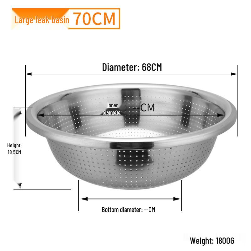 Extra Large Non-Slip Stainless Steel Bowl for Vegetables, Dough Kneading, and Laundry