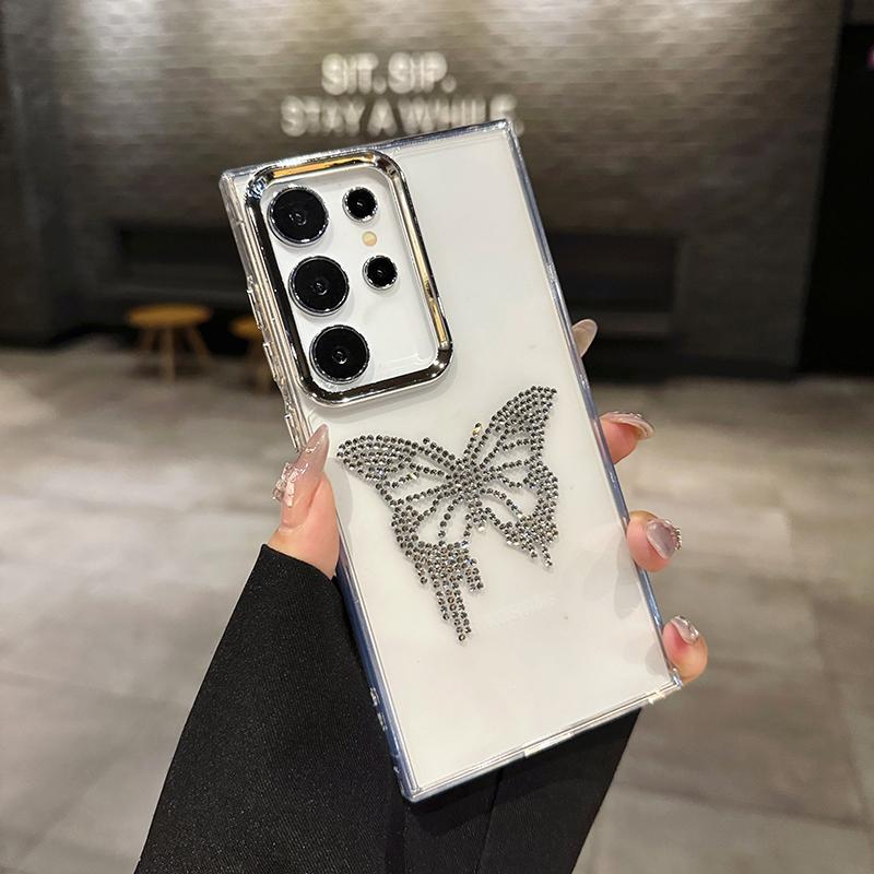 

Роскошное гальваническое покрытие объектива HD Прозрачный Многостильный Противоударный Чехол для телефона Для Samsung S25 Ultra S23 S22 S24 Ultra Бампер Задняя крышка Galaxy S25 Ultra