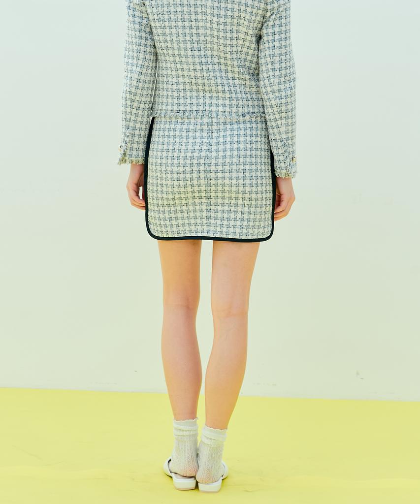 Near And Dear Check Tweed Mini Skirt