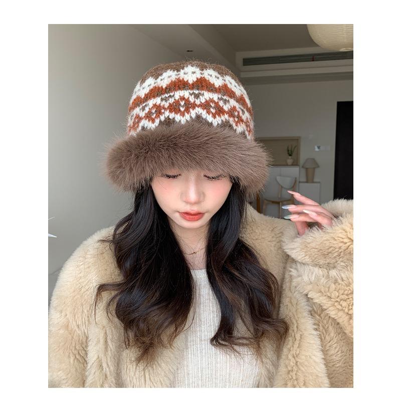 Women S Large Head Circumference Fleece Lined Bucket Hat For Autumn Winter Warm Fashionable Versatile