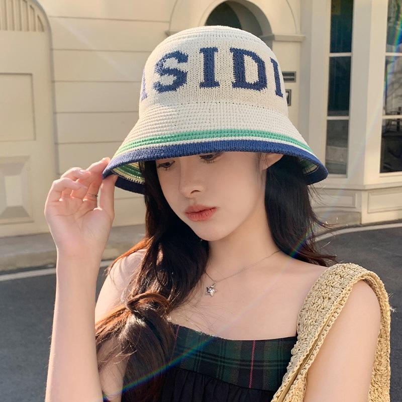 New Summer Hat for Women Knitted Fisherman Hat Sun Protection Sun Hat Summer Breathable Face showing Hat