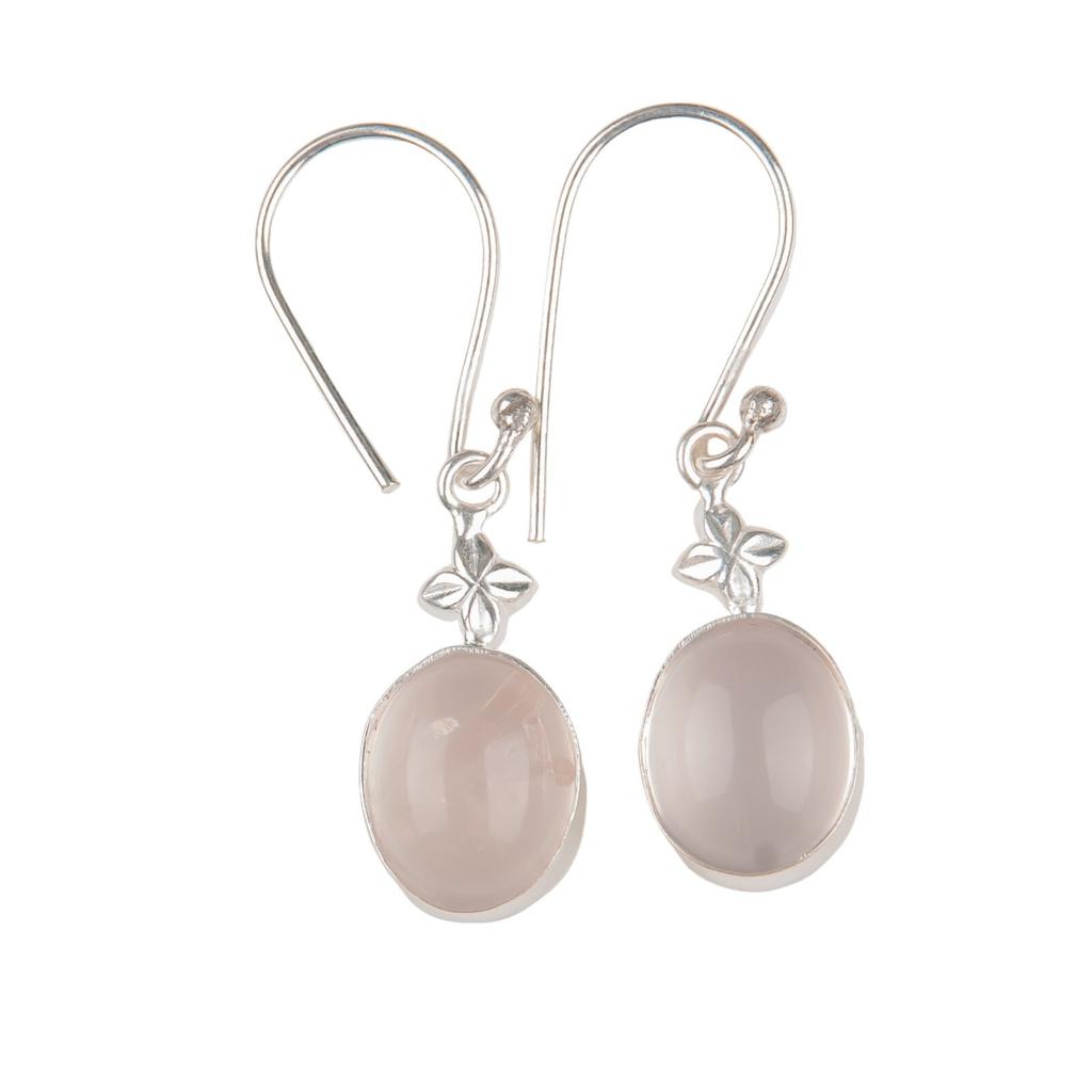 Rose Quartz Gemstone 925 Sterling Silver Ethnic Jewelry Earrings For Women EE-6-29