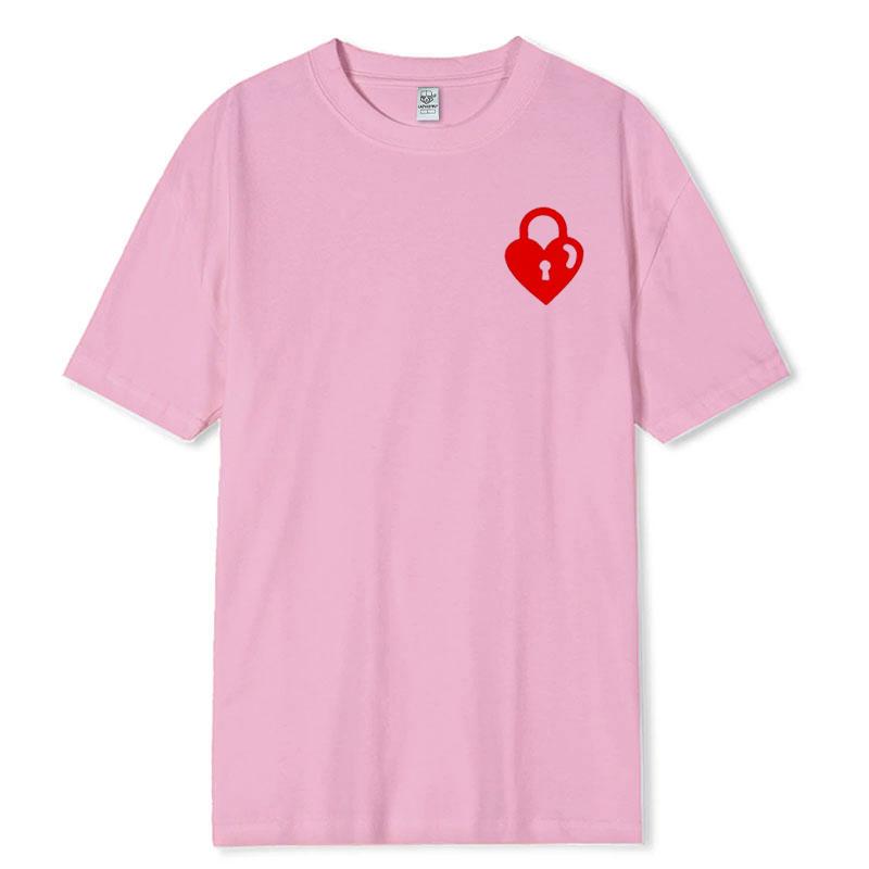 Lustige Herzschloss und Schlüssel passende Partnerhemden Hochzeits paar Valentinstagsgeschenk Valentinstag Liebe Unisex Erwachsene Baumwoll Tops