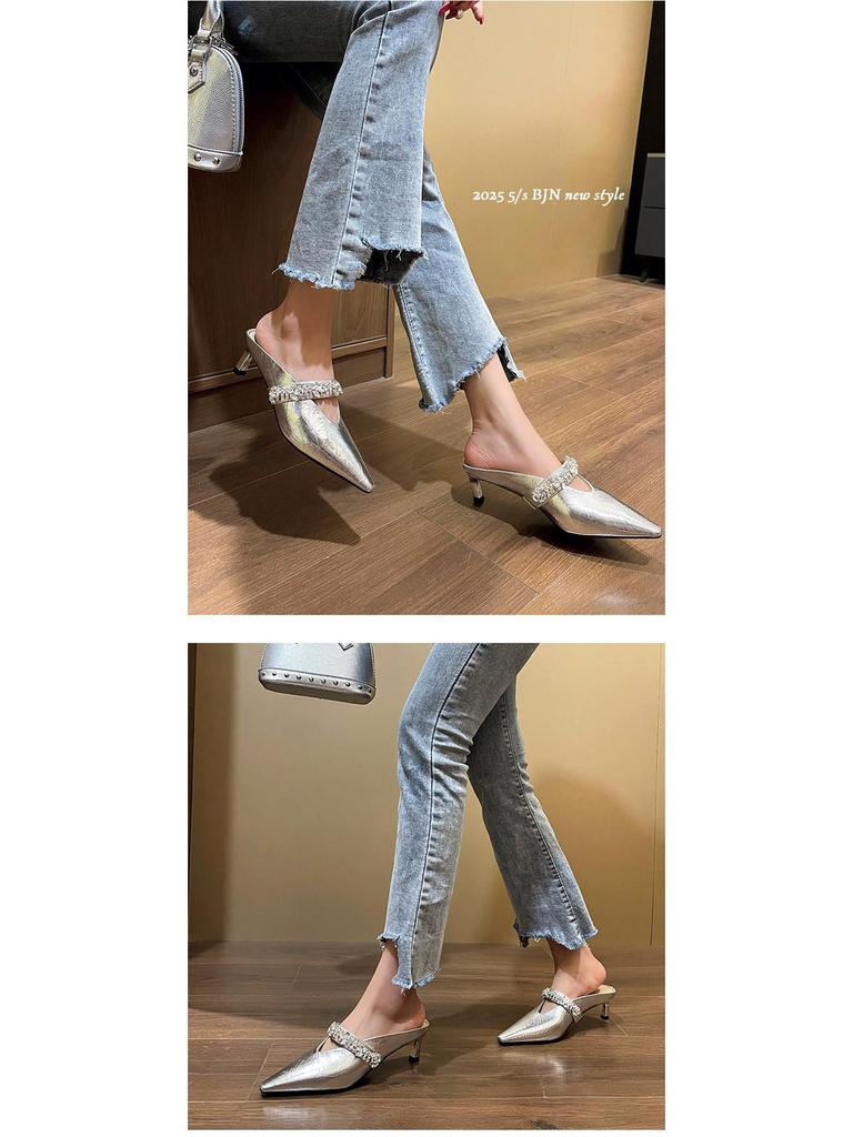 BEIJIANI Cyrkoniowe Szpiczaste Czółenka Damskie na Średnim Obcasie