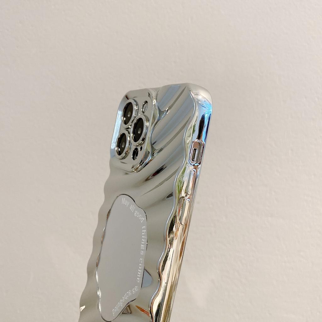 Applicable To Apple 16 14pro Water Wave Electroplating Mirror Mirror Full inclusive IPhone 15 16 Mobile Phone Case