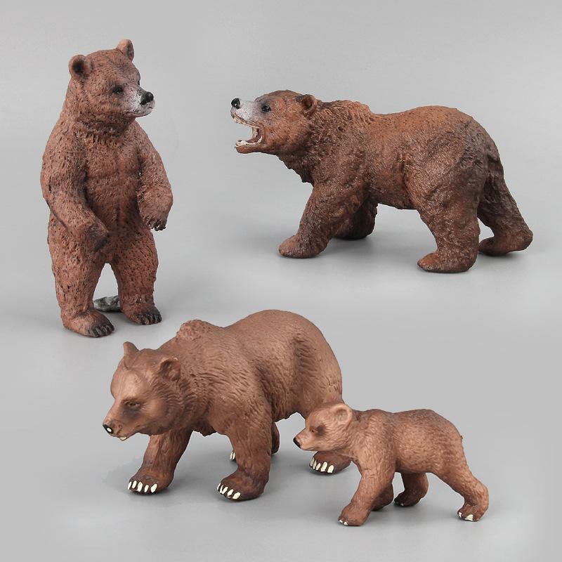 Simulation Animal Model Mini Brown Bear Grizzly Bear Model Static Doll Ornament Mammal Toy Brown Bear Family