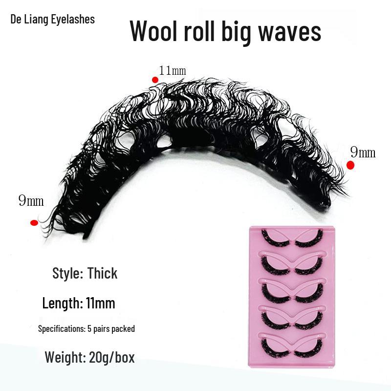 Exaggerated Big Wave Wool Roll Dense False Eyelashes - Hot Selling
