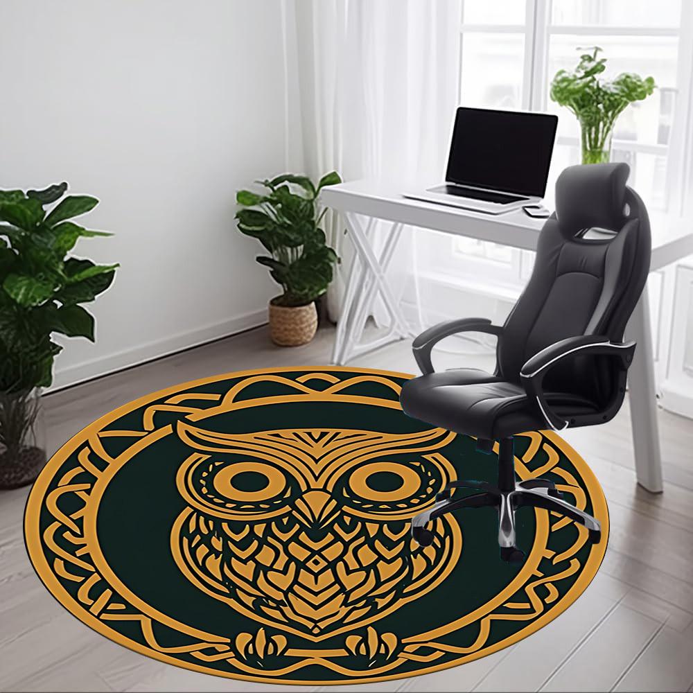 1pc Owl Office Round Area Rug, Mat Suitable For Office, Under Office Chairs Bedroom Living Room Home Decor, Room Deco