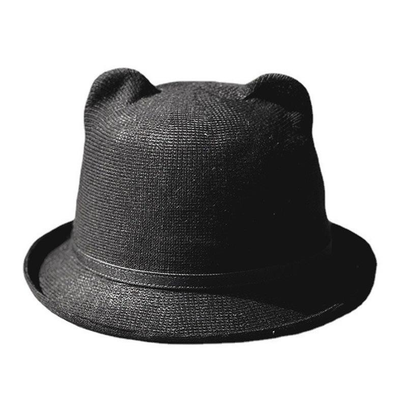 Süßer und niedlicher Ohren-Beckenhut Kinder Frühling und Sommer Sonnenschutz Sonnenhut Feines Baumwollgarn Gestrickt Gekräuselter Zylinder Koreanische Version Tide