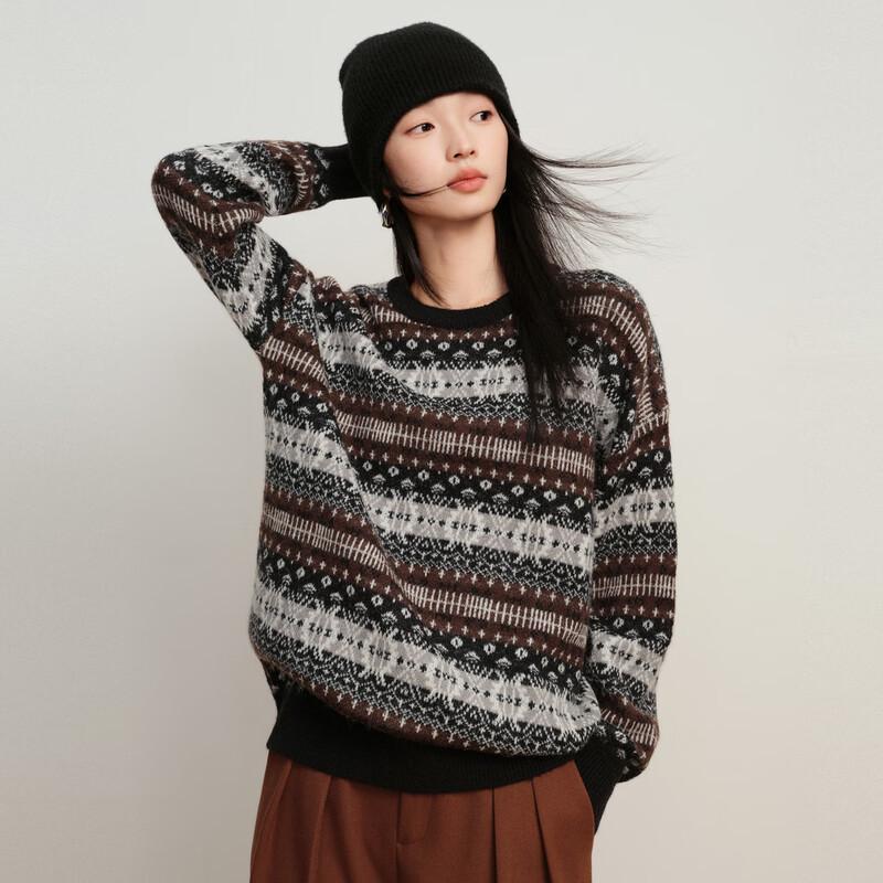 Elva' Island Women's Striped Long Sleeve Knit Sweater