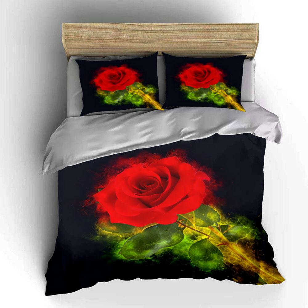 Romantic Rose Set Decoration Gift Soft Comfortable Duvet Cover Bedding Set Included 1*Duvet Cover & 2*Pillowcases, Gift