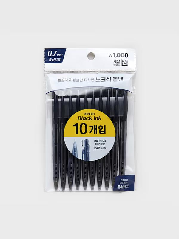 

Daiso Выдвижные цветные шариковые ручки (0,7 мм, черные чернила, 10 штук)