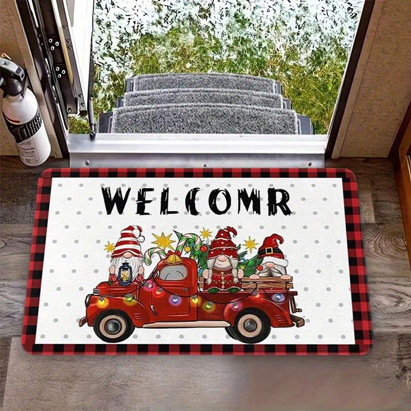 Weihnachts-Fußmatte Rot Weihnachtsmann Outdoor und Indoor Lebkuchenmann Teppich Neujahr 2026 Frohe Weihnachten Heimdekoration Fußmatte