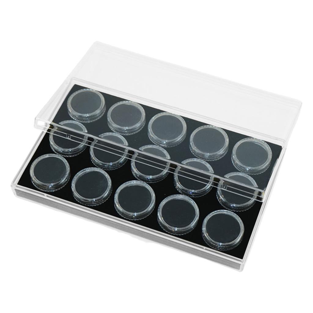 15pcs Gemstone Display Box Small Round Acrylic Containers for Loose Diamonds and Colored Gems with Velvet Foam