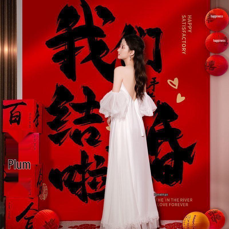Double Happiness Wedding Banner: Chinese Calligraphy Hanging Cloth for Living Room or Courtyard Decoration