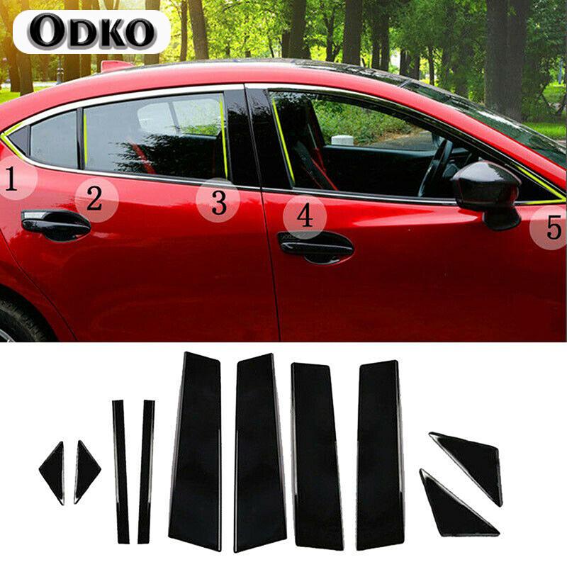 10 Pcs Car Pillar Posts Door Window Trim Decal Cover for Mazda 3 Axela 2014 2015 2016 2017 2018 Accessories Exterior Parts