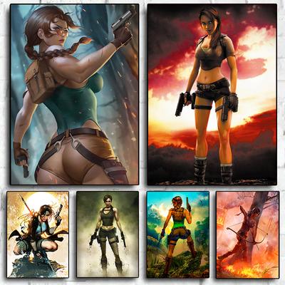 Vintage Oyun Anime Ve Manga Tomb Raider Posteri Tuval Boyama Duvar Sanatı Baskılar Resimleri Oyun Odası Ev Dekorasyon