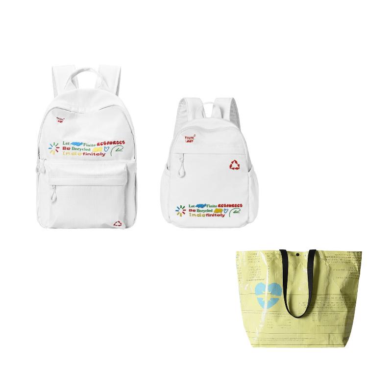 FINITE LOOP Recycled Polyester Backpack Unisex White K1021-X