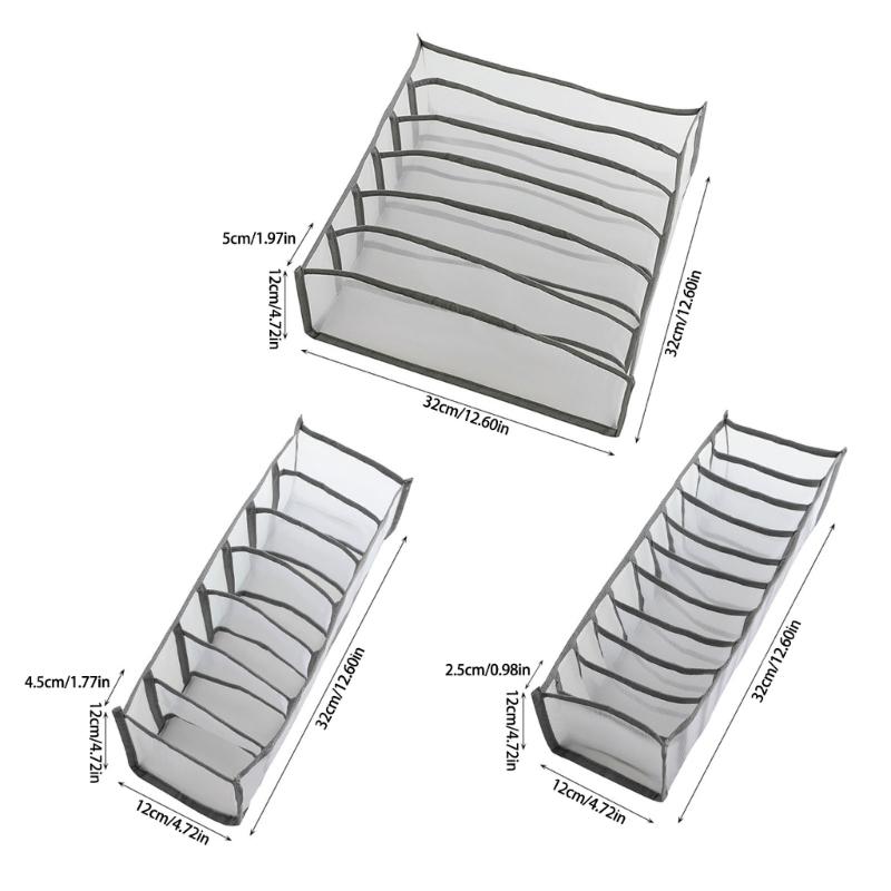 Foldable Sturdy Nylon Wardrobe Closet Divider Set of 2 Grids Clothes Organizers Home Accessory for Jeans and Sock