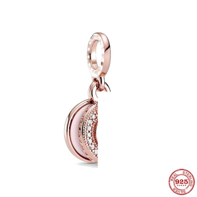 New Original Rose Gold Dangle Bead Charm Fit European Fashion Charms Bracelet Bangles Diy Jewelry P011