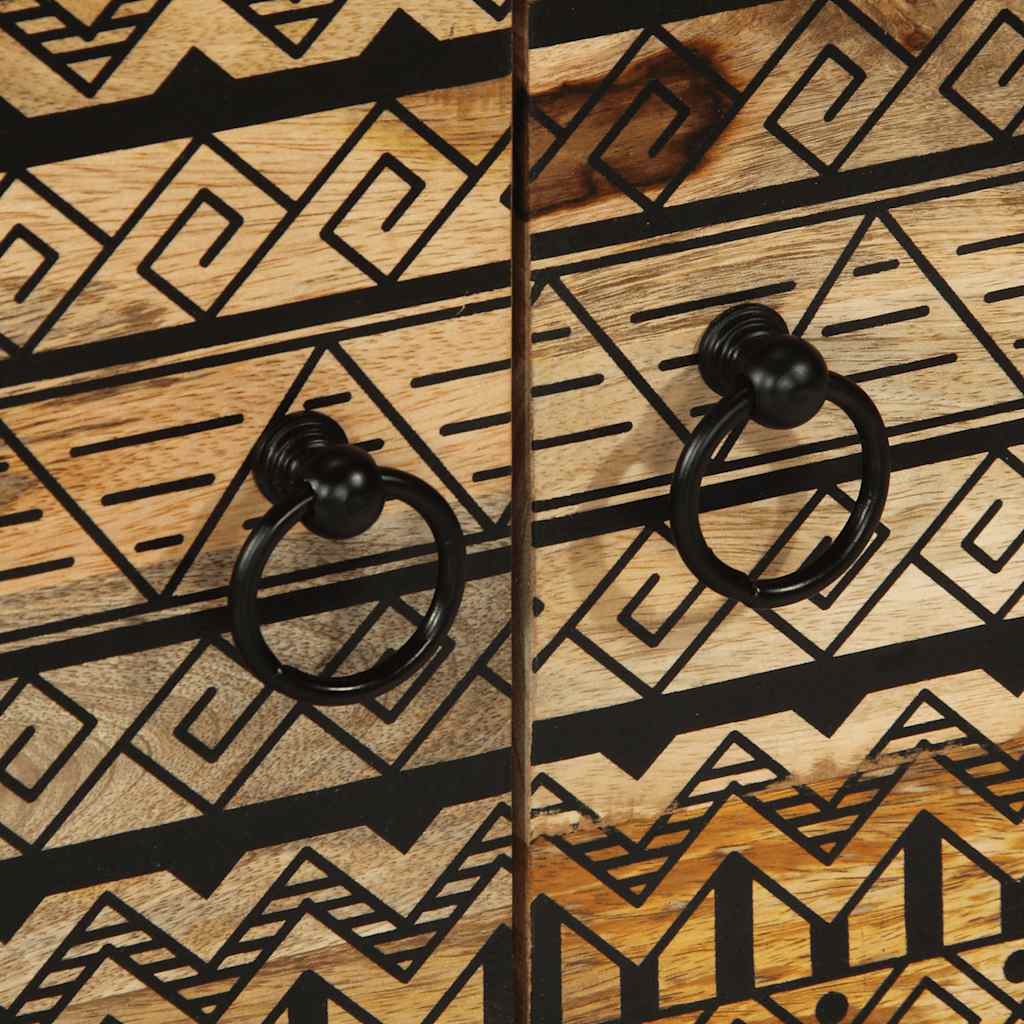  Coffee Table, Black, 80x50x40 Cm, Solid Rough Mango Wood